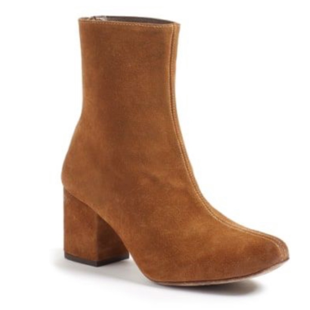 Free people Brown Cecile Block Heel Ankle Boots